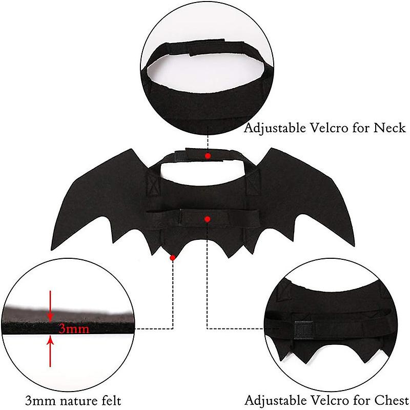 2Pcs Halloween Pet Cat Costume Bat Wings for Small Dogs and Cats Cosplay