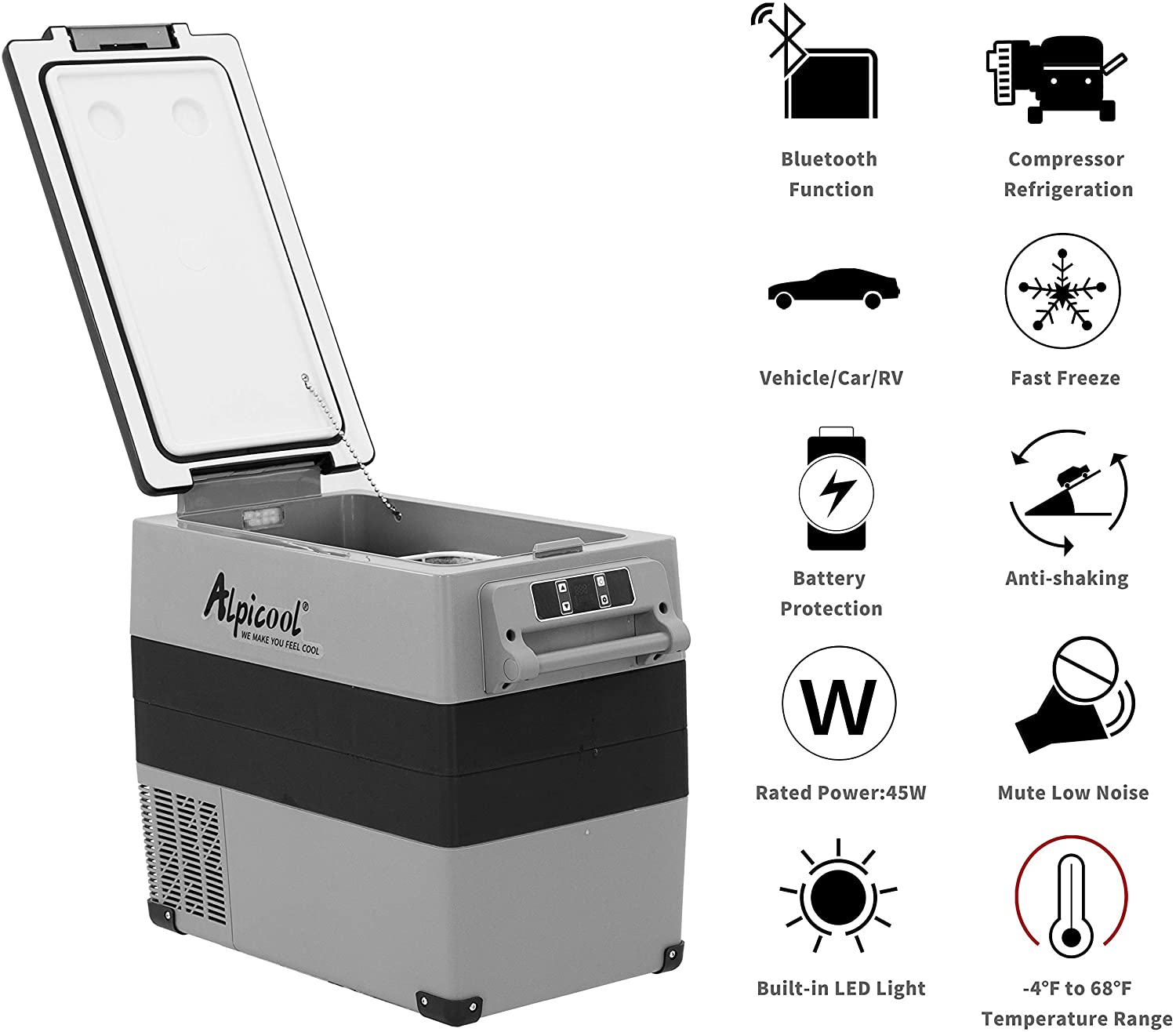 Alpicool CF55 Portable Refrigerator with SC12 Soft Cooler, 12 Volt Car Freezer 58 Quart(55 Liter) Vehicle, Car, Truck, RV, Boat, Mini fridge freezer for Driving, Travel, Fishing, Outdoor -4°F to 68°F