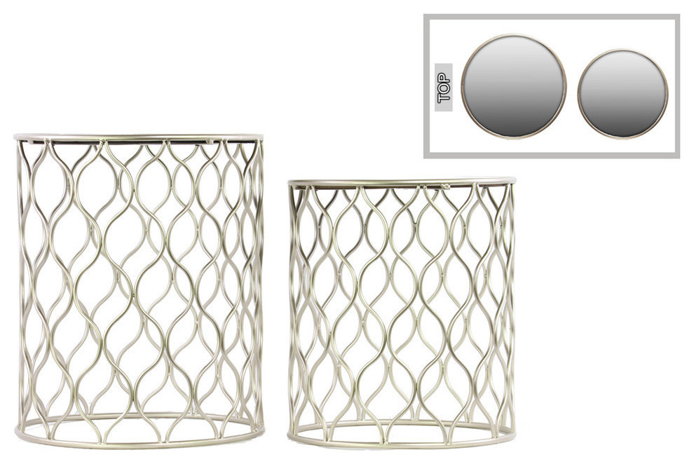 Urban Trends Metal Accent Table 2 Piece Set  Champagne   Contemporary   Coffee Table Sets   by Urban Trends Collection  Houzz