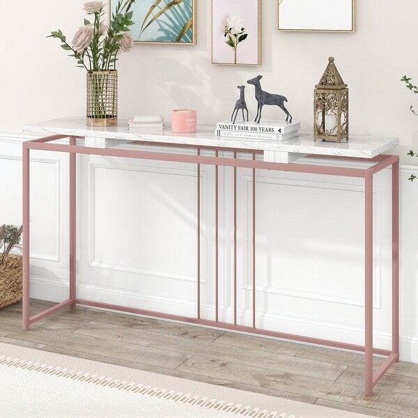 Console Table， Extra Long Entryway Table with Metal Frame