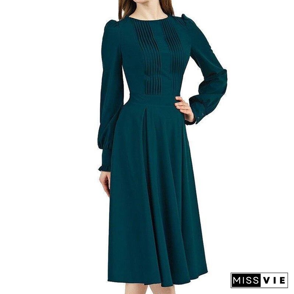 New Winter Autumn Woman Sexy Party Dress Long Sleeve Solid Color Lantern sleeve Dresses For Women Fashion Women's Clothing