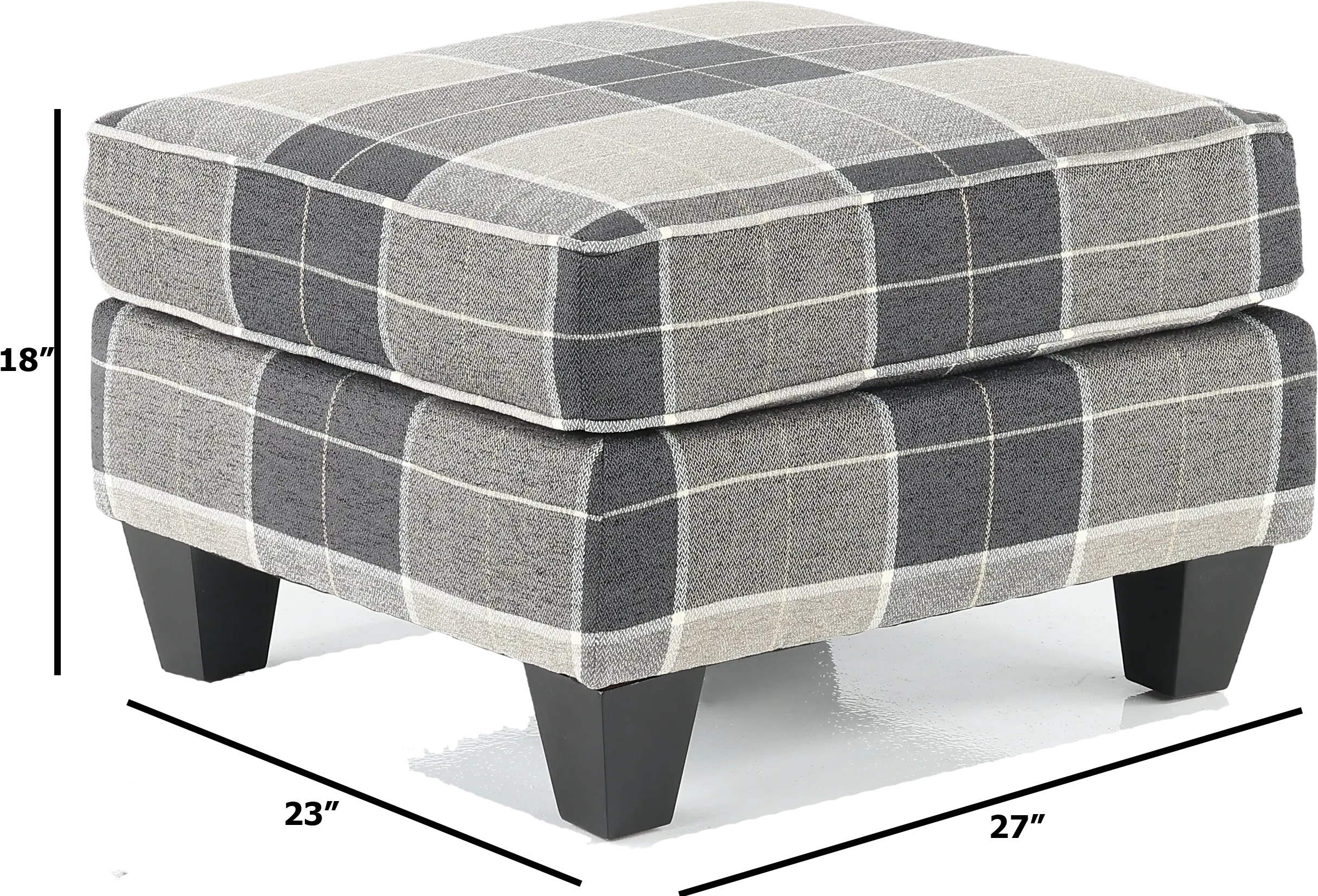 Storm Gray Plaid Accent Ottoman