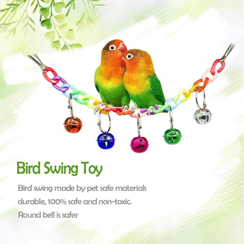 Hommtina 7 Pack Bird Parrot Toys， Colorful Bird Chewing Toys Swing Toy Hanging Toy Bird Cage Toys or Small Parakeets Cockatiels， Conures， Macaws， Parrots， Love Birds， Finches