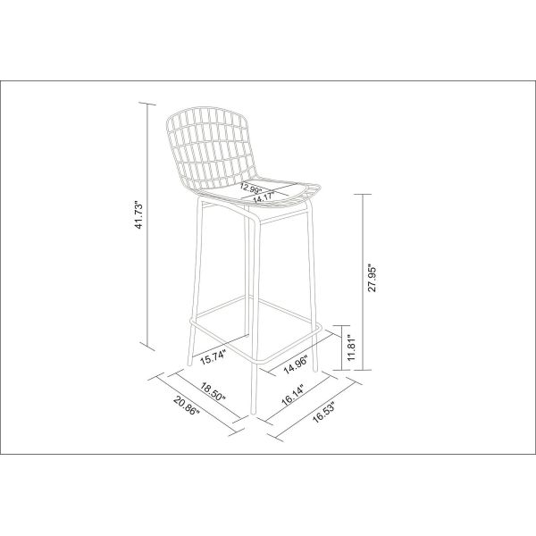 Madeline Barstool in Silver and White