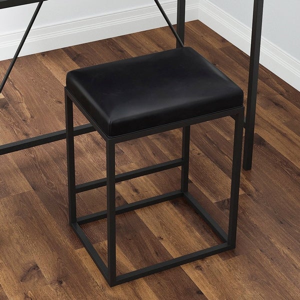 Riley Indoor Metal Faux Leather Bar Stools (Set of 2)