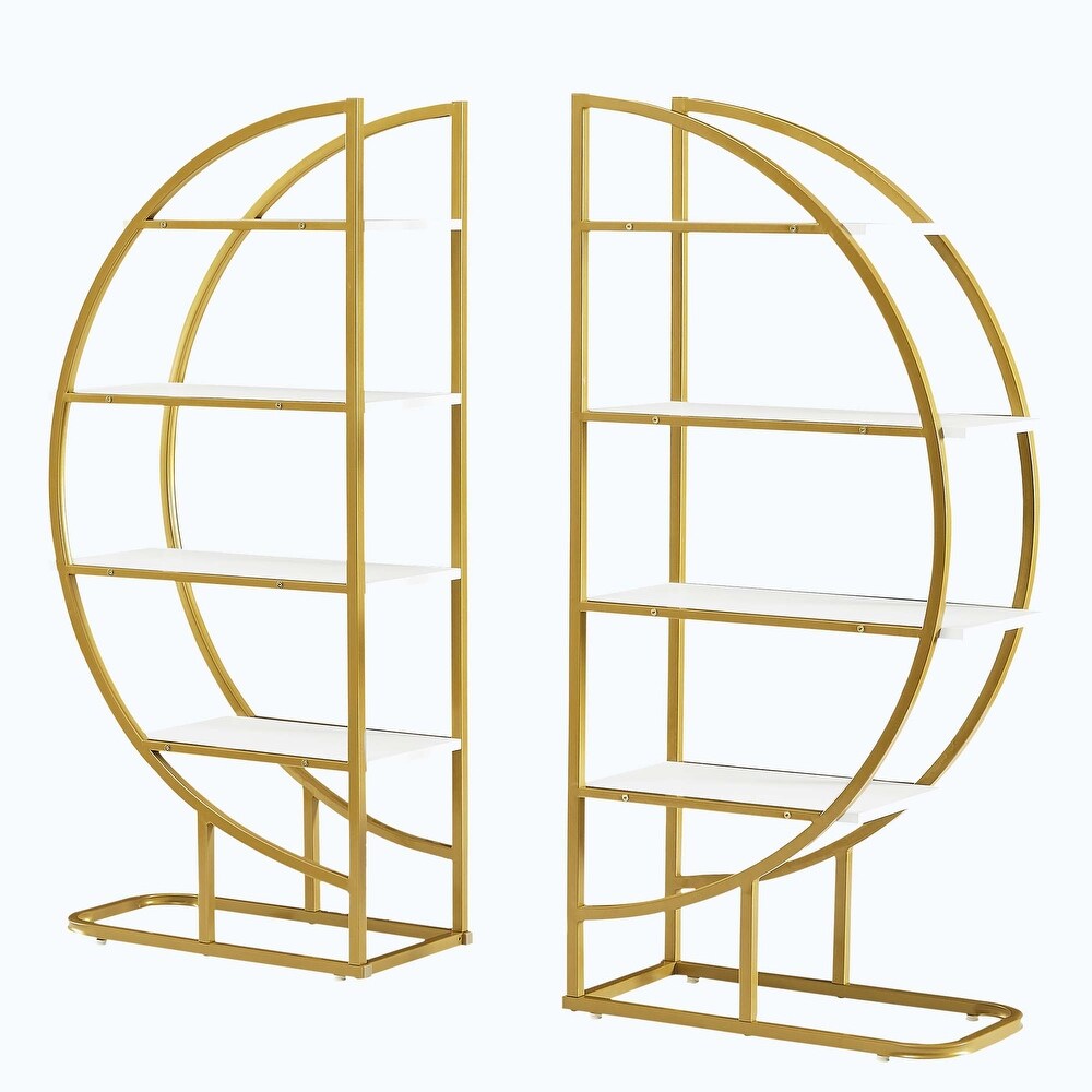 4 Tiers Home Office Open Bookshelf Round Shape