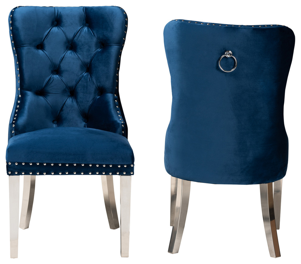 Erna Velvet 2 Piece Dining Chair Set   Contemporary   Dining Chairs   by Baxton Studio  Houzz