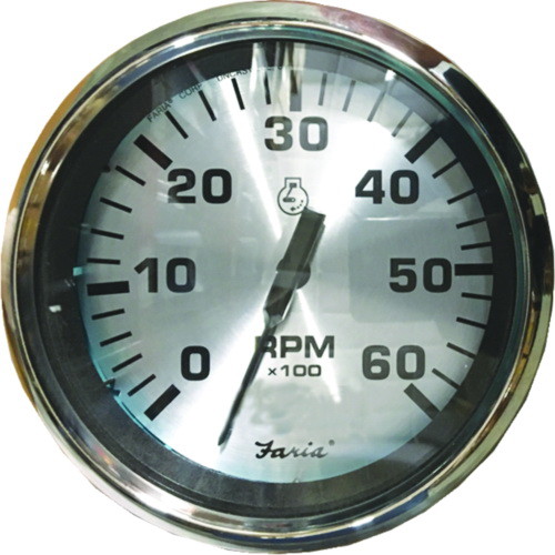 Faria F36004 Spun Silver Tachometer