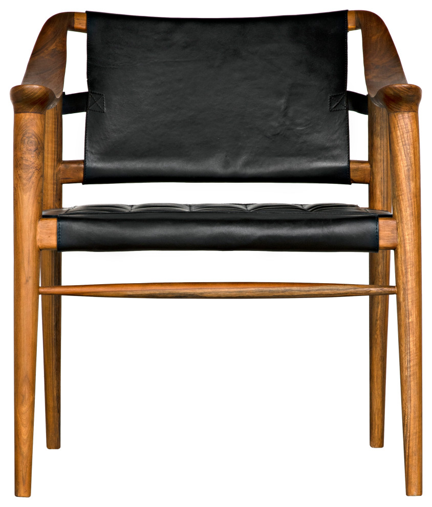 Noir Furniture Teak and Leather Garibaldi Chair With Clear Coat Flat AE 140T   Midcentury   Armchairs And Accent Chairs   by Noir  Houzz