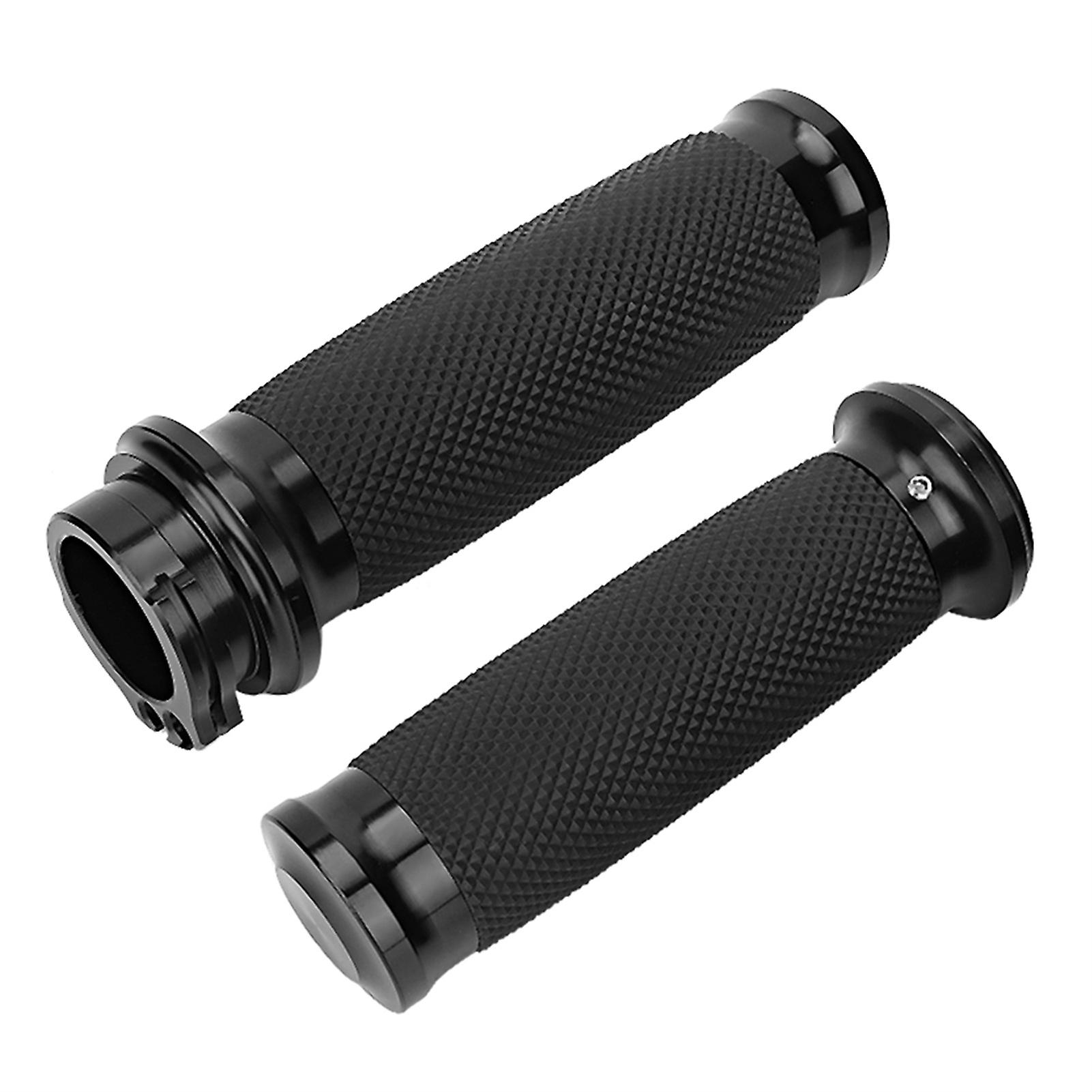 1 Pair Universal Motorcycle 25mm Handgrip Aluminum+rubber Anti Slip Handlebar Grip Cover(black)