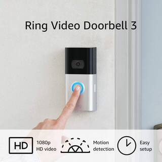 Ring Video Doorbell 3 - Smart Wireless Doorbell Camera with Dual-Band WiFi Quick Release Battery 2-Way Talk Night Vision 8VRSLZ-0EN0