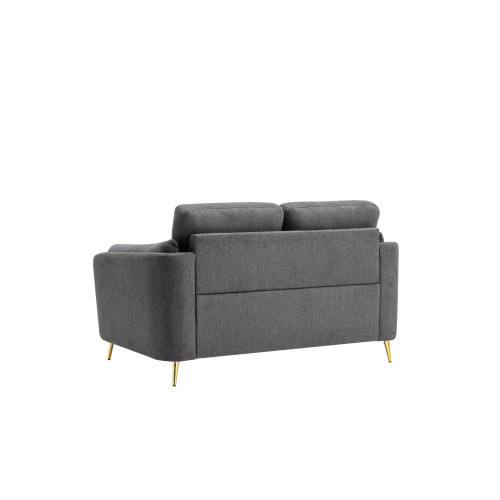 Contemporary 1pc Loveseat Dark Gray with Gold Meta...