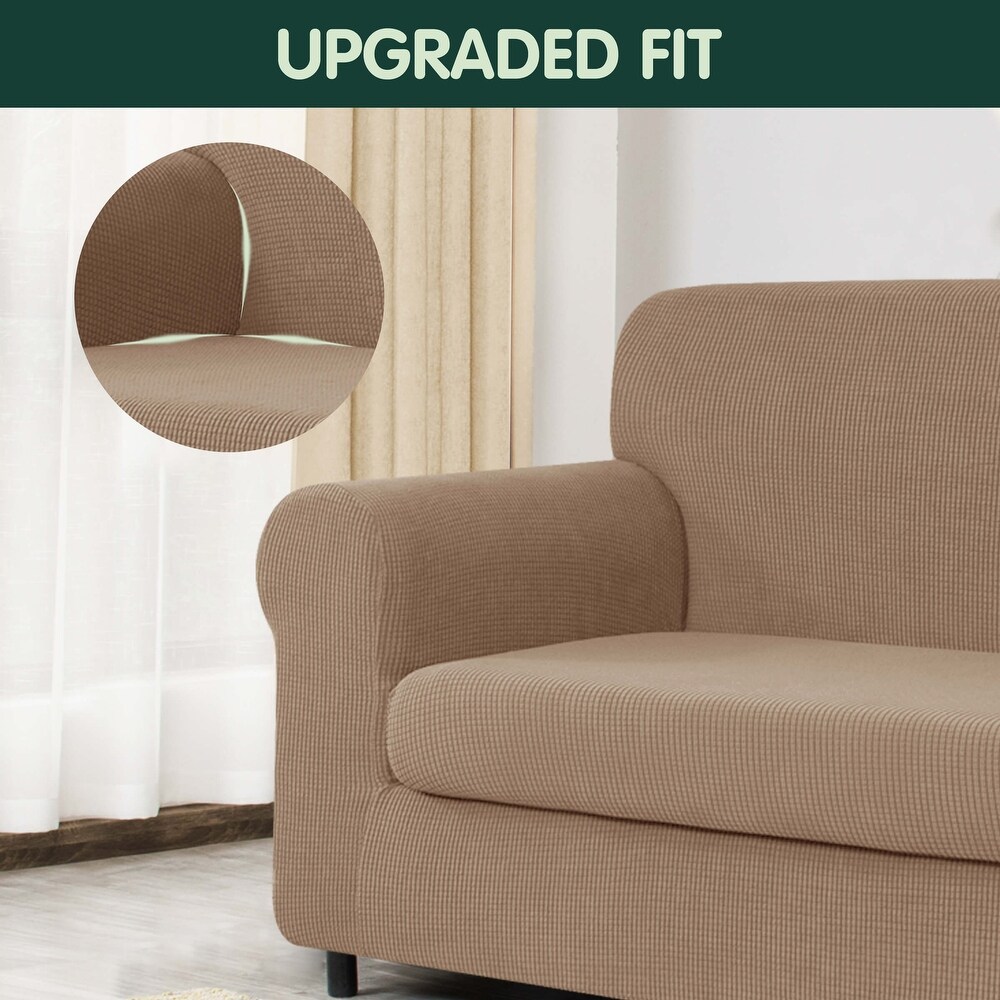 CHUN YI 2 Piece Stretch Loveseat Slipcover Checks Couch Cover