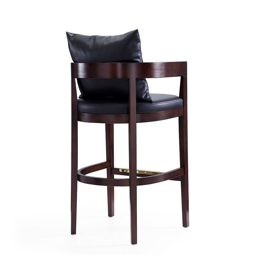 Manhattan Comfort Ritz 38 in. Dark Walnut Beech Wood Barstool (Set of 3)