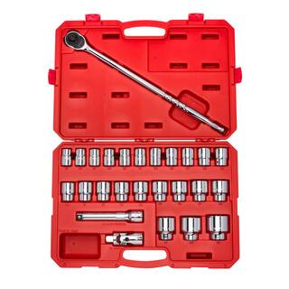 TEKTON 34 in. Drive 6-Point Socket and Ratchet Set 19 mm to 50 mm (27-Piece) SKT35204