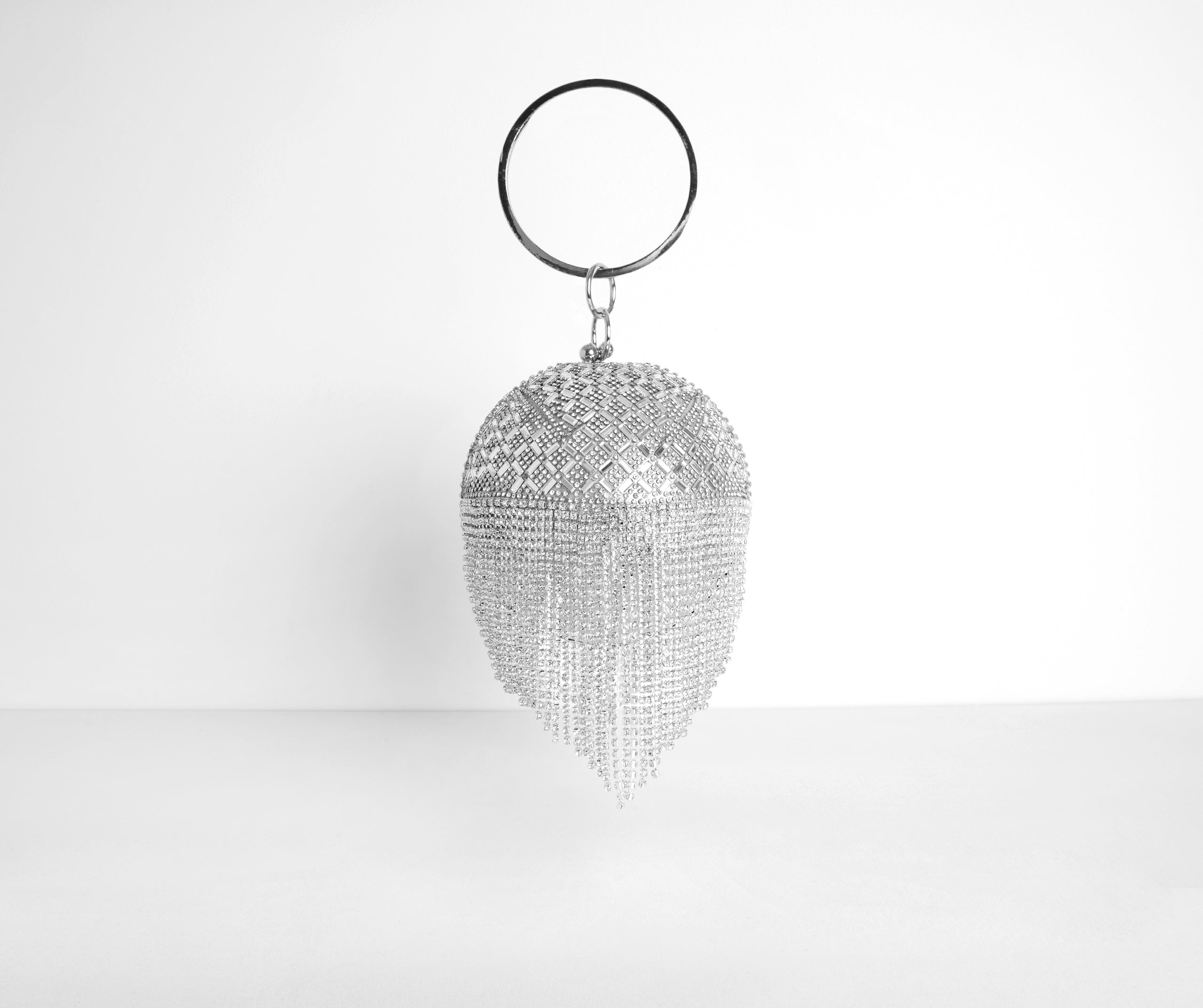 Make The Most Of Tonight Rhinestone Fringe Sphere Clutch