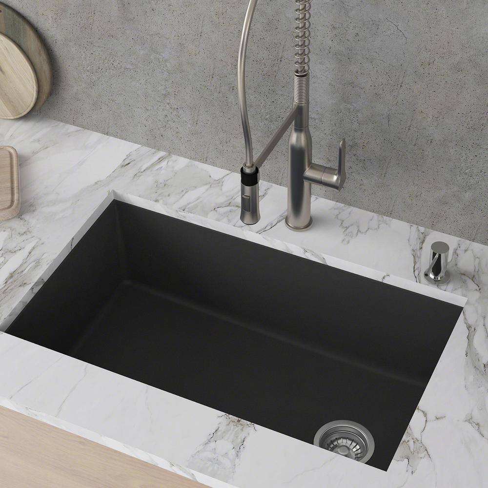 KRAUS Forteza Undermount Granite 32 in. Single Bowl Kitchen Sink in Black KGU-55BLACK