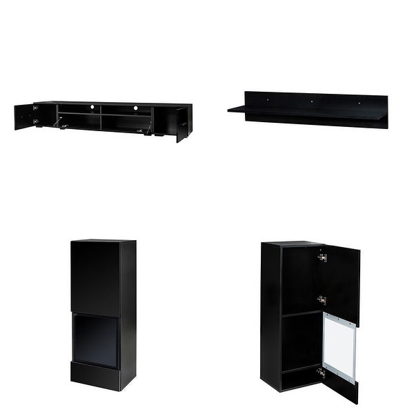 Merax Extended， Minimalist Style 7 Pieces Floating TV Stand Set for 90+ inch TV