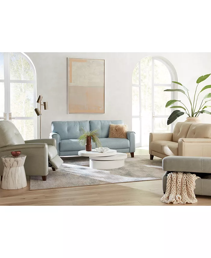 Furniture Ashlinn 81 Tufted Pastel Leather Sofa