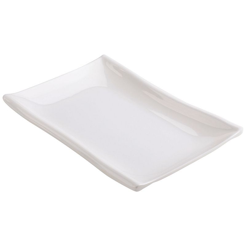 Household Rectangle Design Dessert Food Appetizer Serving Plate Dish White