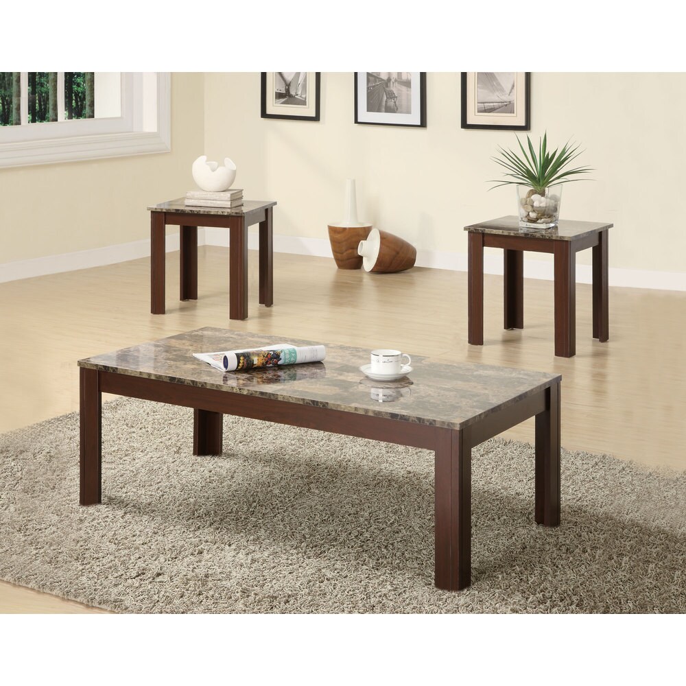 Coaster Furniture Silas 3 piece Faux marble Top Occasional Table Set