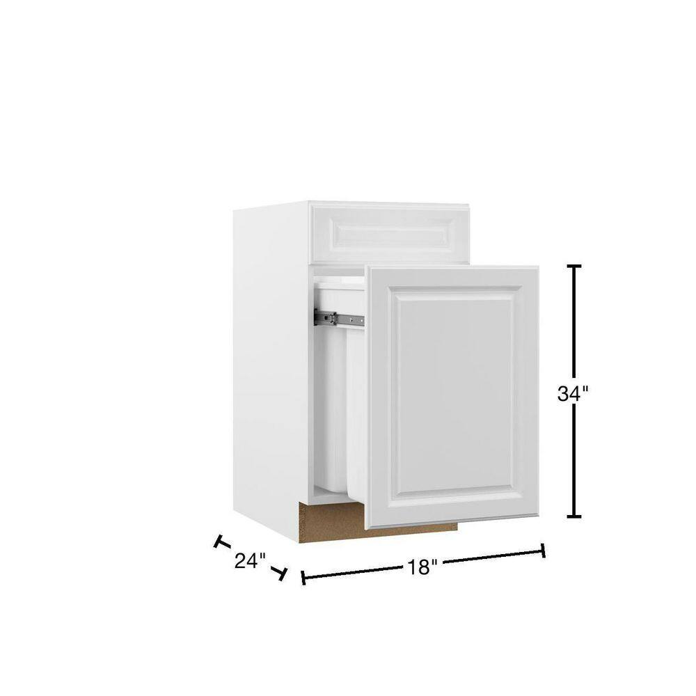 Hampton Bay Designer Series Elgin Assembled 18x34.5x23.75 in. Dual Pull Out Trash Can Base Kitchen Cabinet in White BWD18-ELWH