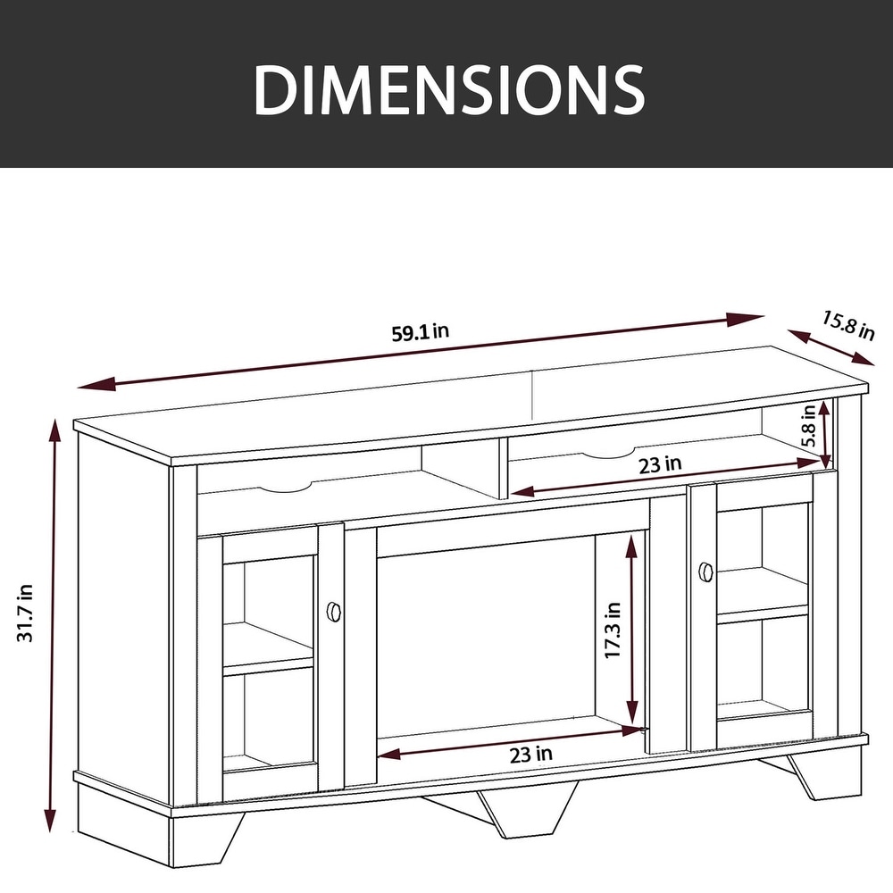 Hanover Glenwood Electric Fireplace Heater with 59 In. Walnut TV Stand  Deep Log Display and Remote   59 Inch