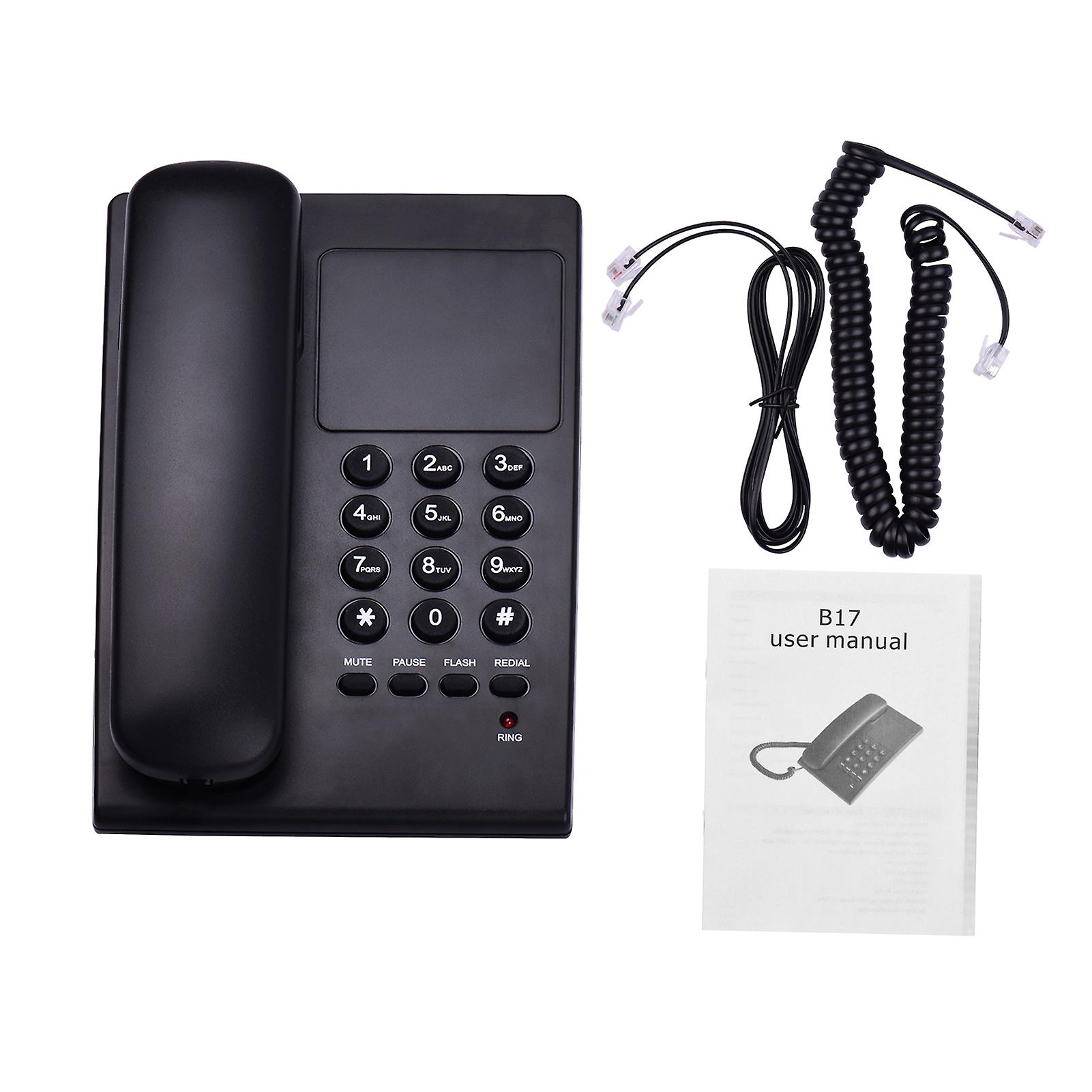 Black Corded Phone Desk Landline Phone Wall Mountable Telephone Support Ringer/handset Receive Volume Control Flash Mute Function Redial For Hotel Off