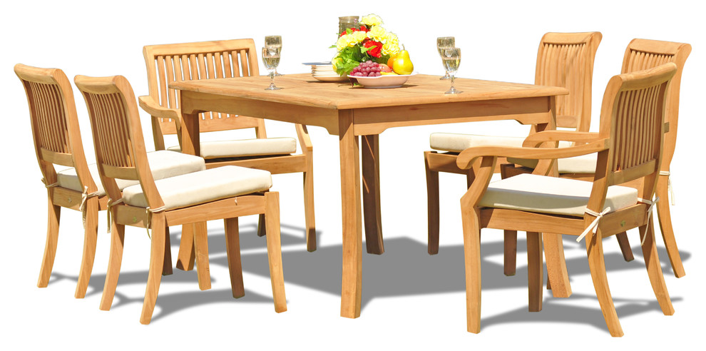 7 Piece Dining Set  71 quotRectangle Table  6 Arbor Stacking Arm/Armless Chairs   Traditional   Outdoor Dining Sets   by Teak Deals  Houzz