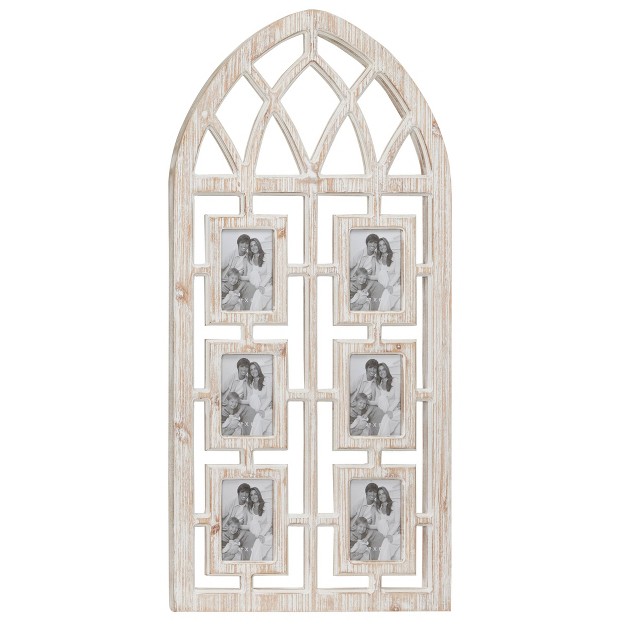 Wood 6 Slot Wall Photo Frame With Window Arch Shape Light Brown Olivia amp May