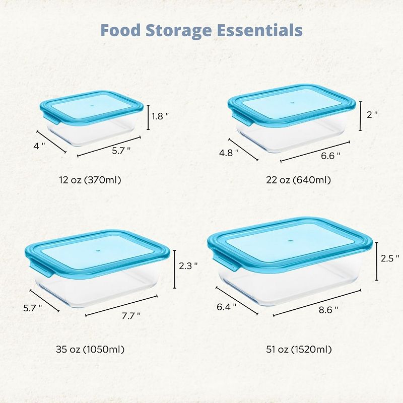 Oven Safe Glass Food Storage Container Set with Plastic Lids