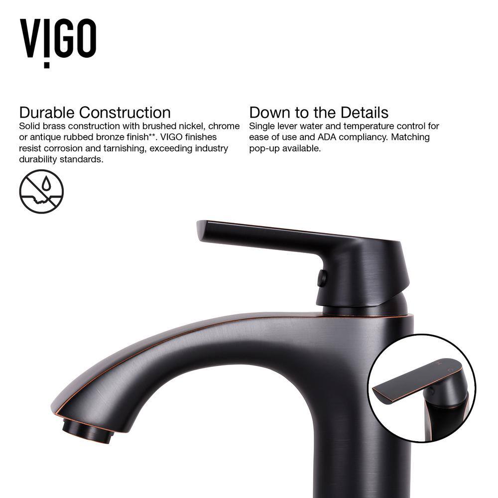 VIGO Glass Round Vessel Bathroom Sink in Russet Brown with Linus Faucet and Pop-Up Drain in Antique Rubbed Bronze VGT504