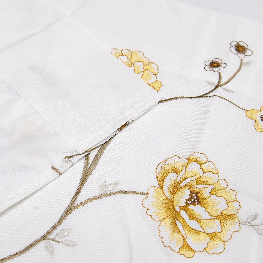 Serenta Embroidery Red/Gold Spring Flower Valance