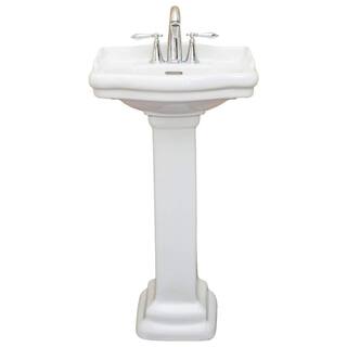 FINE FIXTURES Roosevelt 18 in. Pedestal Vitreous China Rectangular Vessel Sink in White with Overflow 4 in. Faucet Hole RS18W4