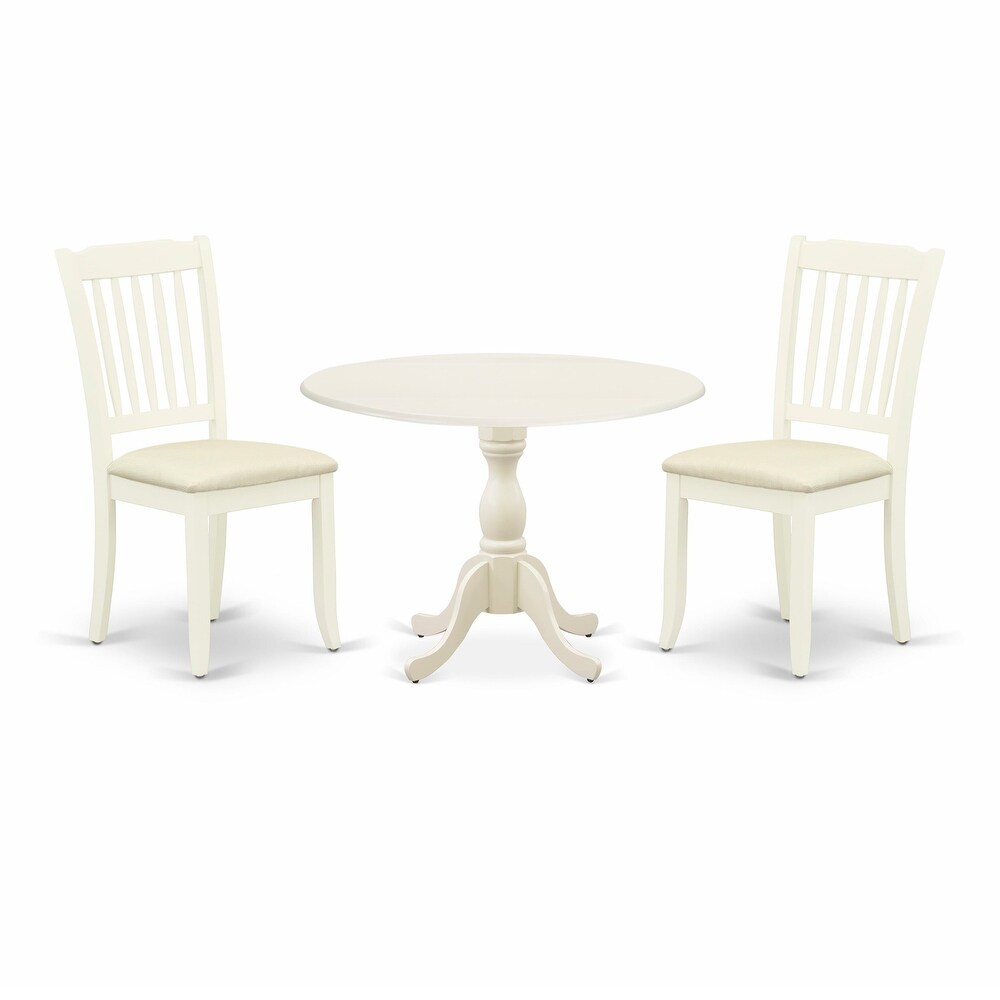 East West Furniture 3 Piece Kitchen Table Set Contains a Round Dining Table and 2 Dining Room Chairs  (Finish   Seat Options)