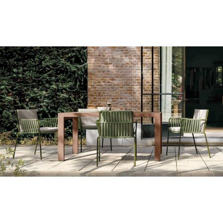 Fauteuil extérieur KETTAL Net - Fauteuil de jardin tressé et teck