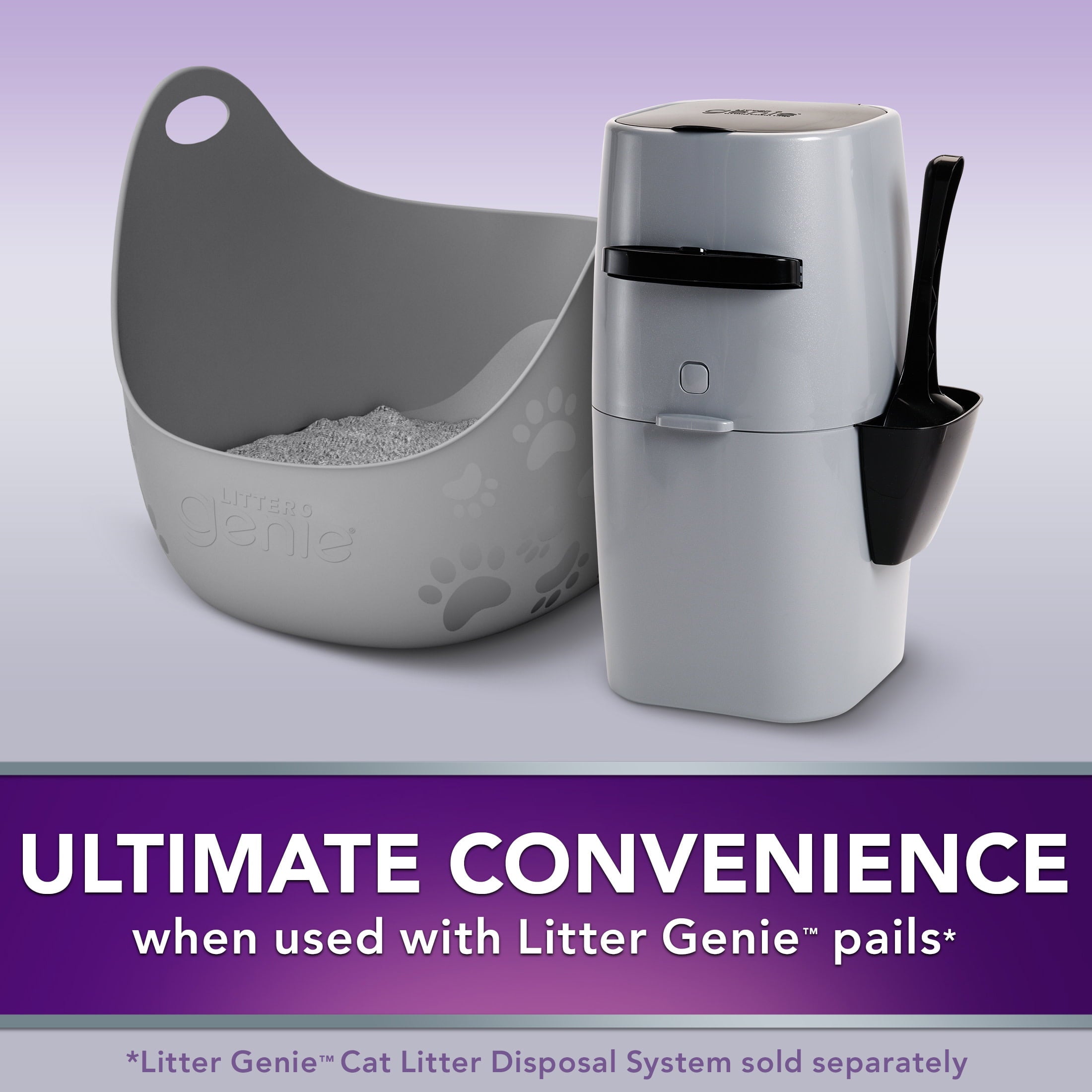 Litter Genie Cat Litter Box with Handles， Silver