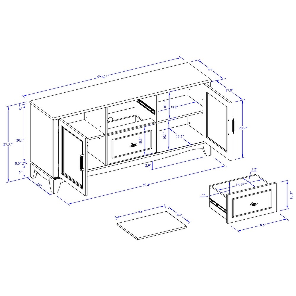 60 in. Wood TV Stand for TVs up to 70 in. with drawer   60\