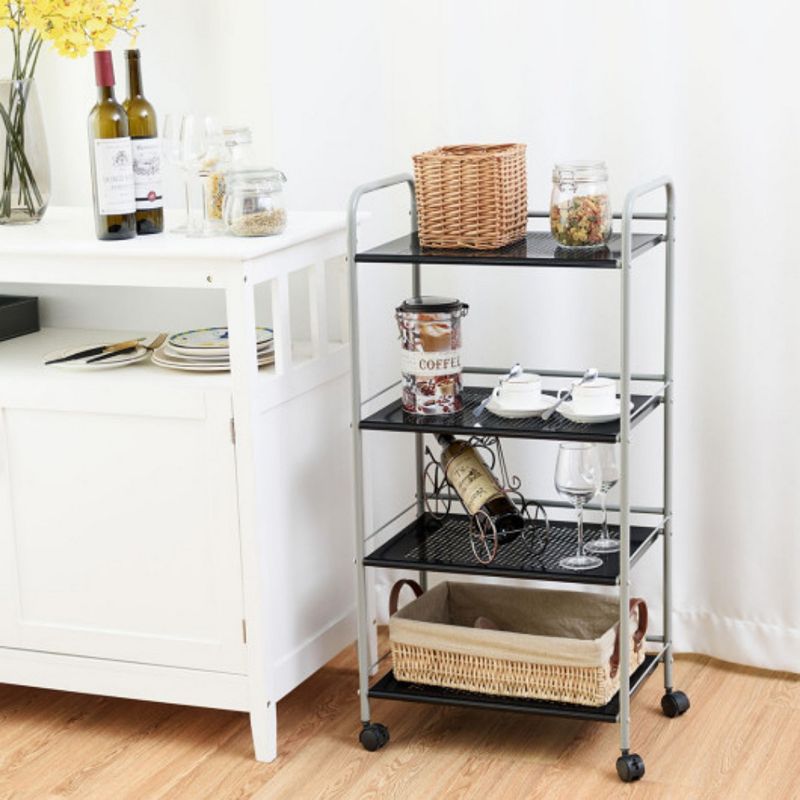 4 Tiers Rolling Cart Storage Display Rack