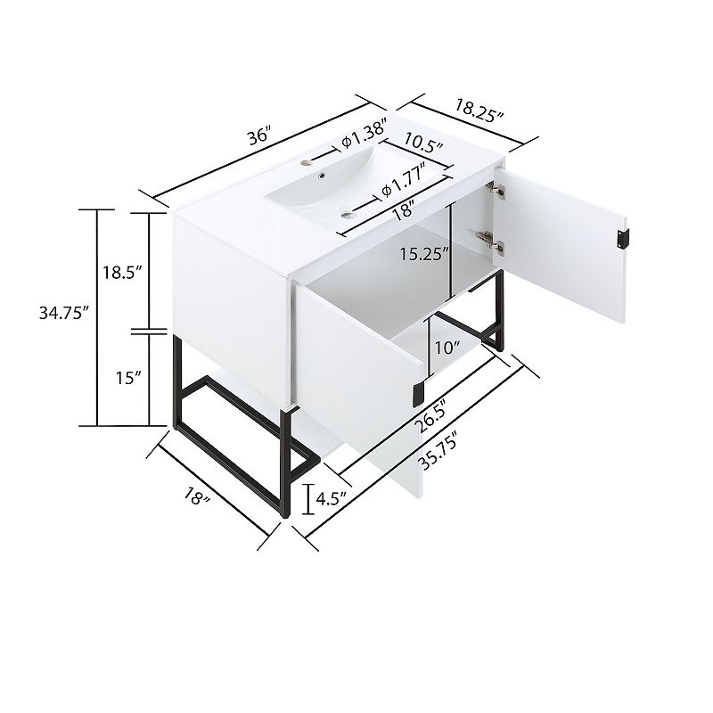 MANHATTAN COMFORT Scarsdale Bathroom Vanity Sink Floor Decor