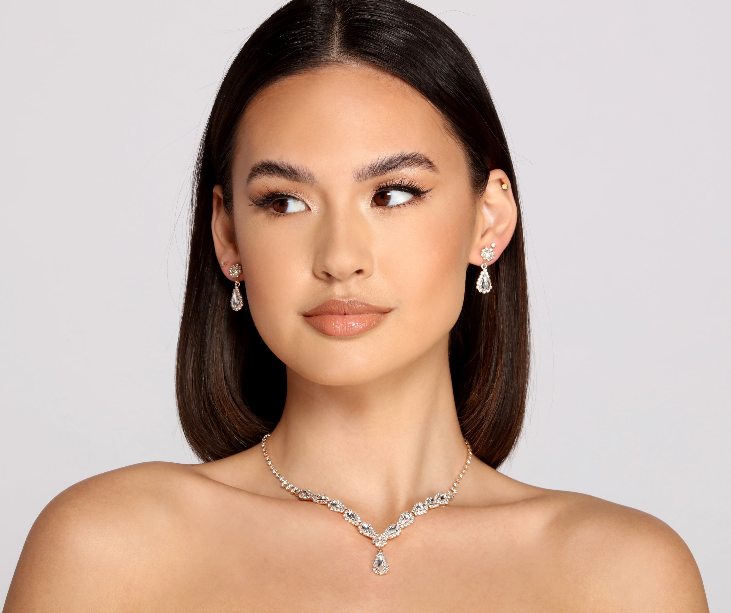 Rhinestone Queen Necklace And Earrings Set