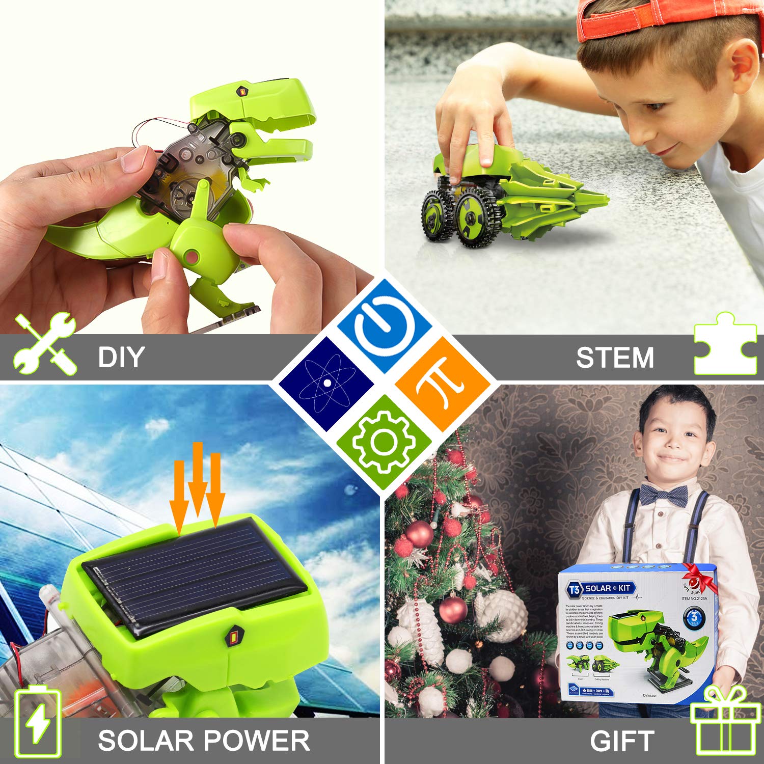 Petsta Robot Dinosaur Toys， 3-in-1 Solar Robot Kit， STEM Projects for Kids Ages 8-12， Building Games Robot Toys for 8 9 10 11 12 Year Old Boys Girls