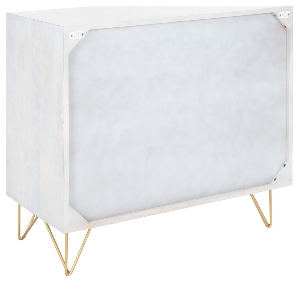 Carter 3 Drawer Chest  Whitewash/Brass   Midcentury   Accent Chests And Cabinets   by Rustic Home Furniture Deco  Houzz