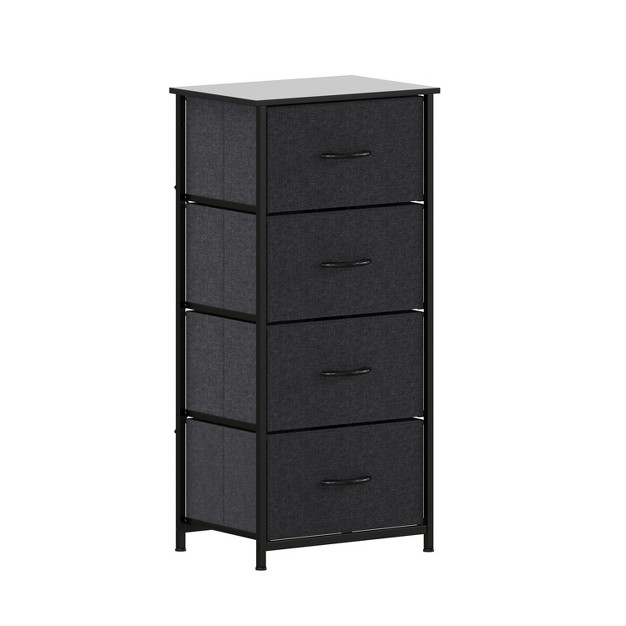 Emma And Oliver 4 Drawer Storage Dresser With Cast Iron Frame Wood Top And Easy Pull Fabric Drawers With Wooden Handles