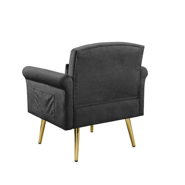 Velvet Upholstered Armchair Living Rooms Nailhead Arms Accent Chairs Tufted Back Lounge Chairs with Metal Legs and Pockets