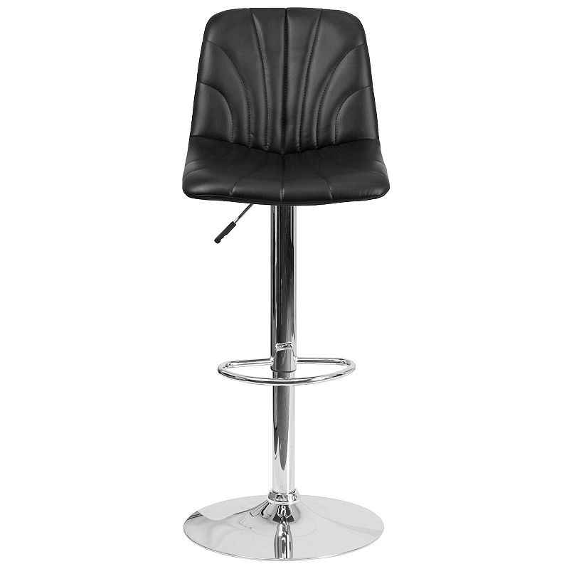 Emma and Oliver 2 Pack Contemporary Vinyl Adjustable Height Barstool with Embellished Stitch Design and Chrome Base