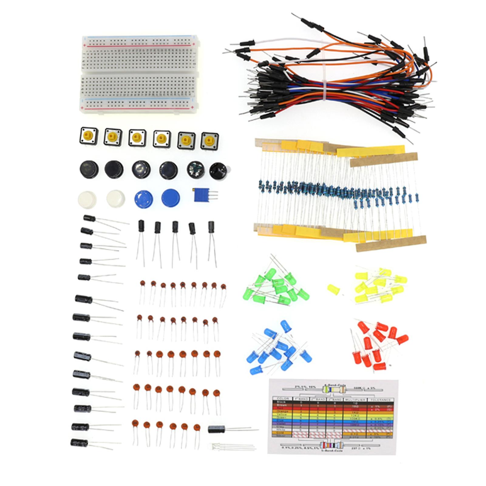 Diy Electronic Component Assortment Box Kit With Breadboard Capacitors Resistors Transistors Diodes Leds Jumper Cable With Storage Box