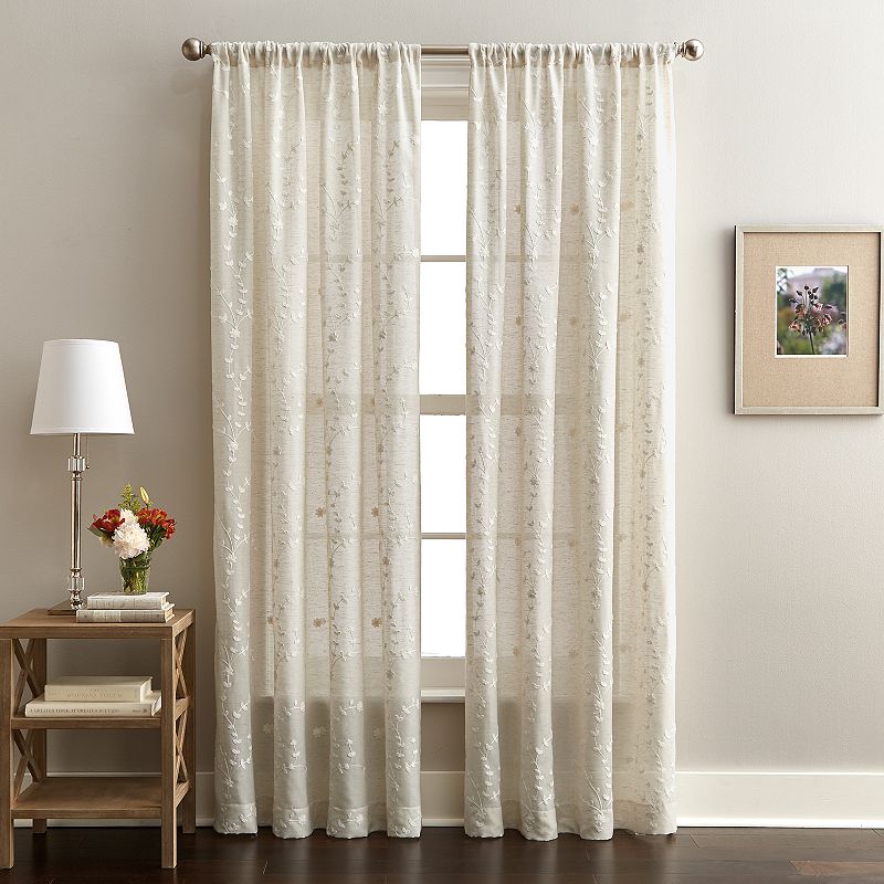 Window Curtainworks 1-Panel Lynette Embroidered Sheer Window Curtain