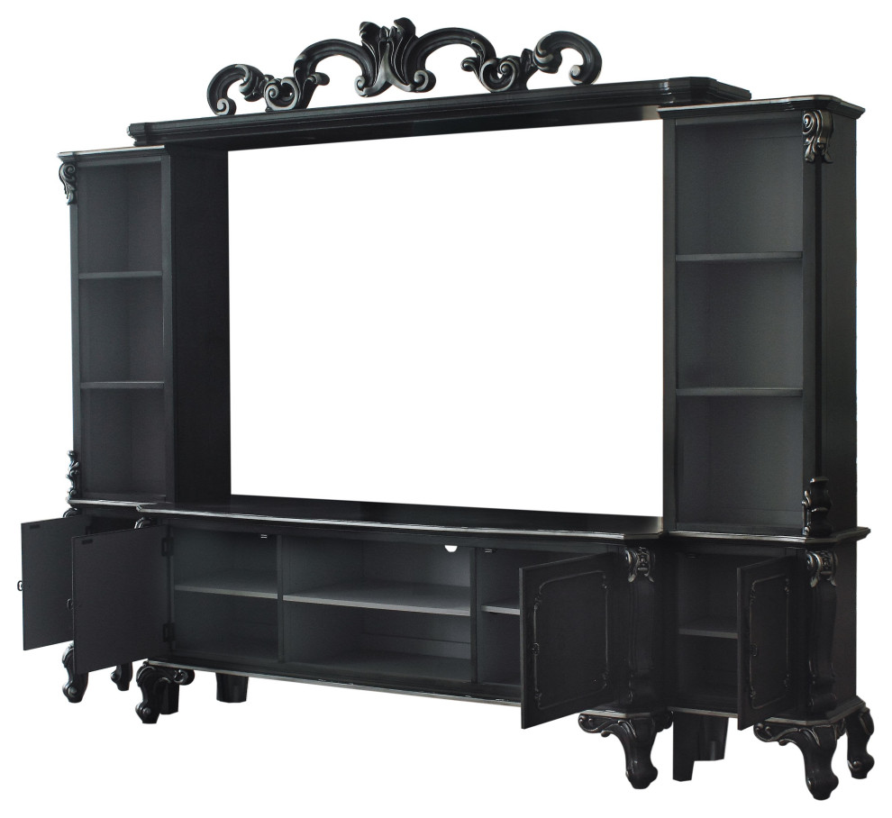 House Delphine Entertaiment Center  Charcoal Finish   Victorian   Entertainment Centers And Tv Stands   by Acme Furniture  Houzz