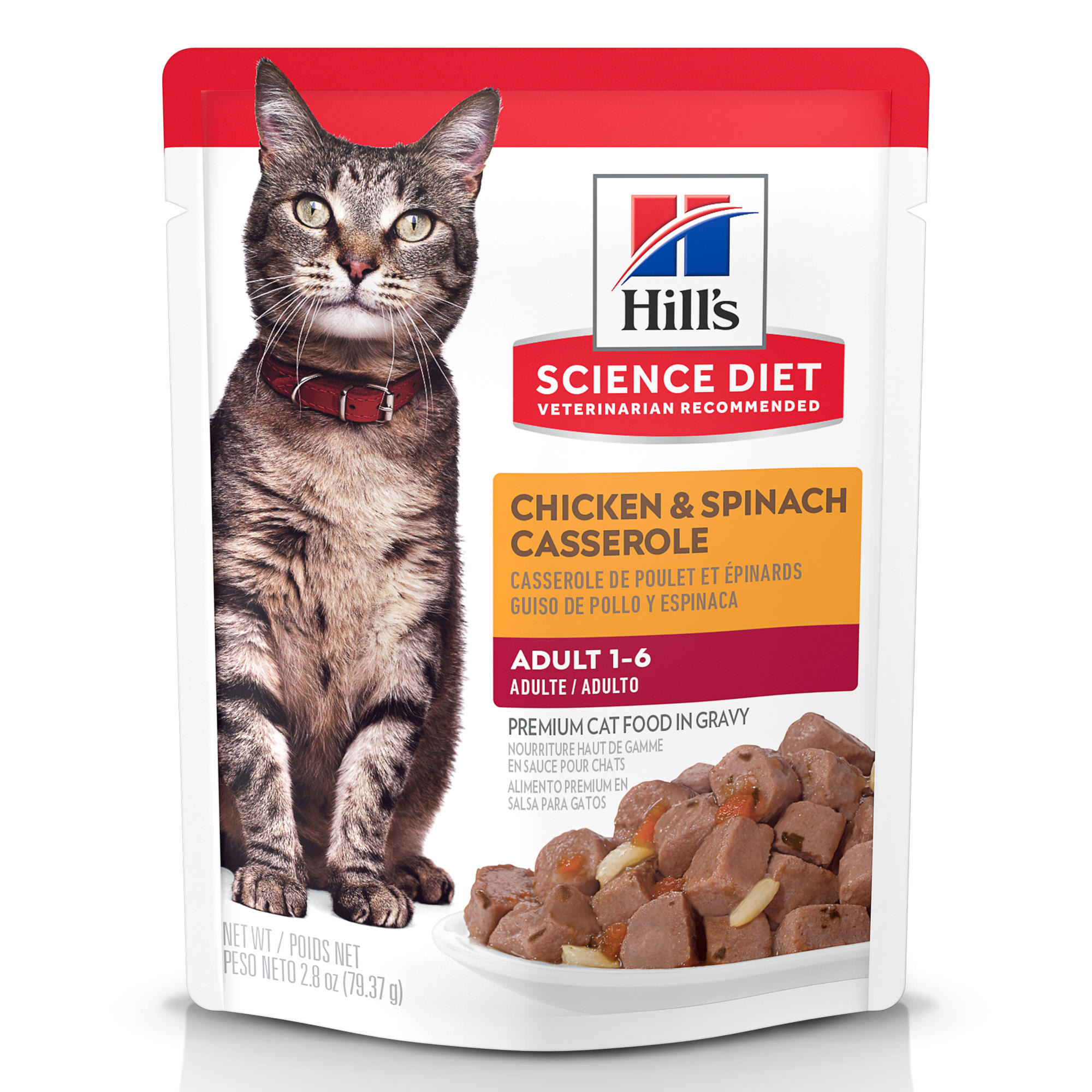 HILL'S Science Diet Chicken amp; Spinach Adult Wet Cat Food， 2.8 oz.， Case of 24